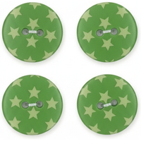 Lot de 4 boutons étoiles vert prairie 18 mm - Frou Frou - Mondial Tissus