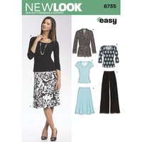 Patron new look 6735 - ensemble jupe pantalon veste t-shirt - Newlook - Mondial Tissus