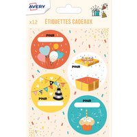 Lot de 12 étiquettes cadeaux anniversaire thème festif - Mondial Tissus