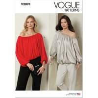 Patron Vogue V2091A haut drapé femme XS au XXL - Vogue - Mondial Tissus