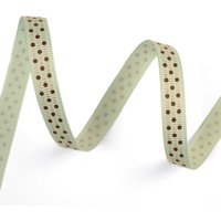 Ruban gros grain vert clair à pois marron - Mondial Tissus