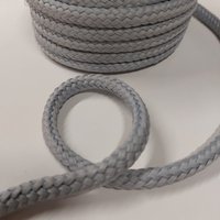 Cordon tressé tubulaire polyester gris clair 11mm - Mondial Tissus