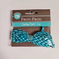 Cordon spaghetti 7 mm x 2 m vichy bleu turquoise - Frou Frou - Mondial Tissus
