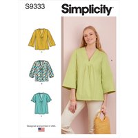 Patron Simplicity S9333.U5 - Top Ample Avec Décolleté V Variations Manches 44 - 52 - Simplicity - Mondial Tissus