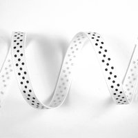 Ruban gros grain blanc à pois noirs - Mondial Tissus