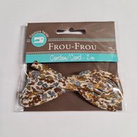 Cordon spaghetti écru 7 mm x 2 m tissu fleuri moutarde et bleu - Frou Frou - Mondial Tissus
