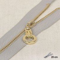 Fermeture à glissière unie zip rond doré - grise clair 20cm - Mondial Tissus