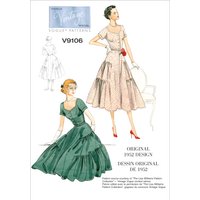 Patron Vogue 9106E5 robe femme vintage 1950's fifties - dessin original de 1952E5 - du 42 au 50 - Vogue - Mondial Tissus