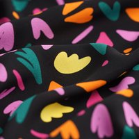 Tissu crêpe polyester coeur gommette noir - MT - Mondial Tissus