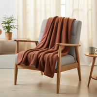 Plaid paddou bouclette roux 160x200 - Mondial Tissus