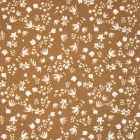 Tissu Cretonne Coton bio motif fleurs blanches ocre - DOMOTEX - Mondial Tissus