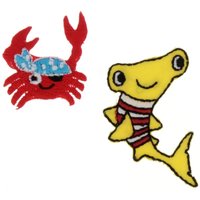 Écusson thermocollants crabe et requin - Frou Frou - Mondial Tissus
