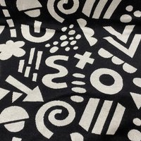 Maille jacquard coton imprimé forme géo abstraite noir et blanc - Albstoffe - Albstoffe - Mondial Tissus