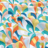 Toile coton motifs rétro géometrique multicolore - Mondial Tissus