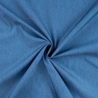 Tissu chambray stretch uni bleu moyen - Mondial Tissus