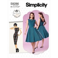 Patron Simplicity S9286.E5 - Robe Femme Avec Haut Ajusté Décolleté Plié Dans Le Dos 42 - 50 - Simplicity - Mondial Tissus