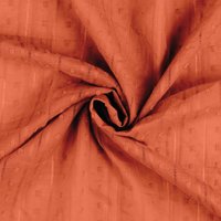 Tissu voile de coton rayure ajouré plumetis brique - Mondial Tissus