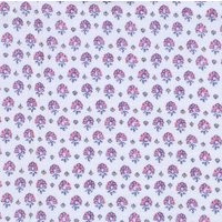 Tissu double gaze bio imprimé fleurs inspi blockprint rose - Mondial Tissus