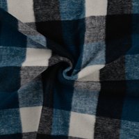 Tissu lainage lourd brossé imprimé carreaux bleu - Mondial Tissus