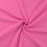 Maille jersey bord-côte uni rose bonbon - Mondial Tissus