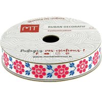 Bobine ruban gros grain fleurs 9 mm X 5 m MT - MT - Mondial Tissus