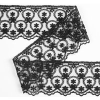 Ruban dentelle fleurs 60 mm noir - Mondial Tissus
