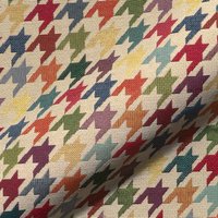 Tissu jacquard gobelin premium beige motif pied de poule multico - Mondial Tissus