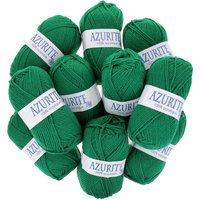 Lot de 10 pelotes de fil à tricoter Azurite 50g 100% acrylique - Col. 0338 Vert vif - Mondial Tissus