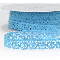Ruban dentelle polyester géométrique turquoise 15mm - Mondial Tissus