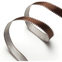 Ruban satin double face bicolore marron et écru 10 mm - Frou Frou - Mondial Tissus
