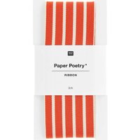 Ruban tissé à rayures rouge et crème 38 mm x 3 m - Rico Design - Rico Design - Mondial Tissus