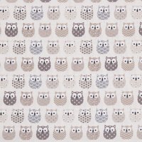 Cretonne enduite mini hiboux beige - Mondial Tissus