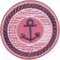Écusson petit rond ancre rose - Mondial Tissus