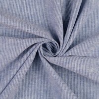 Tissu lin fine rayure bleu jean - Mondial Tissus