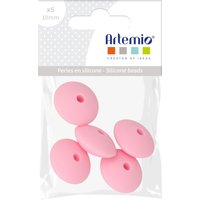 Lot 5 perles silicone soucoupe 12mm rose - Artemio - Mondial Tissus