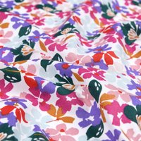 Tissu cretonne enduit imprimé fleur naïve multicolore - Mondial Tissus