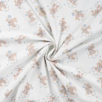 Maille jersey coton imprimée lapinou blanc - Mondial Tissus