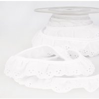 Ruban broderie anglaise froncée 34mm blanc - MT - Mondial Tissus