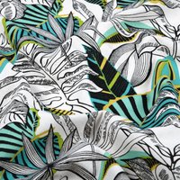 Tissu bachette imprimé nature luxuriante touche colorée vert - Mondial Tissus