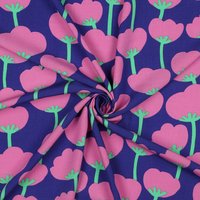 Tissu popeline viscose Poppies bleu et rose - Nerida Hansen - Nerida Hansen - Mondial Tissus