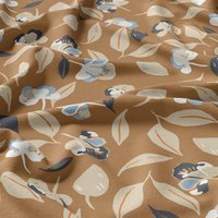 Tissu viscose imprimé feuillage fleuri marron - DOMOTEX - Mondial Tissus