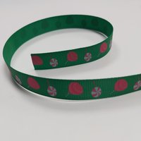 Ruban gros grain gourmandise fond vert 16 mm - Mondial Tissus