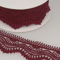 Ruban guipure vague 60mm bordeaux - Mondial Tissus