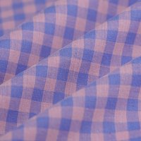 Tissu fil teint vichy bleu rose - MT - Mondial Tissus