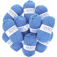 Lot de 10 pelotes de fil à tricoter Azurite 50g 100% acrylique - Col. 0151 Bleu ciel - Mondial Tissus