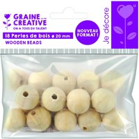 Sachet de 18 perles de bois Ø 20 mm - Graine Créative - Mondial Tissus