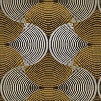 Tissu Jacquard bakary ronds graphiques doré et gris - Mondial Tissus