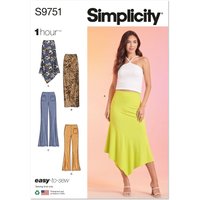Patron Simplicity S9751.D5 - jupes en tricot et pantalon en deux longueurs pour jeunes femmes du 32 au 40 - Simplicity - Mondial Tissus