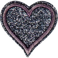 Écusson cœur pailleté gris - Mondial Tissus