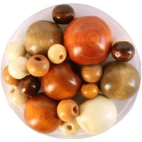 Perles en bois vernies 0,7 à 2cm 50 pièces - Mondial Tissus